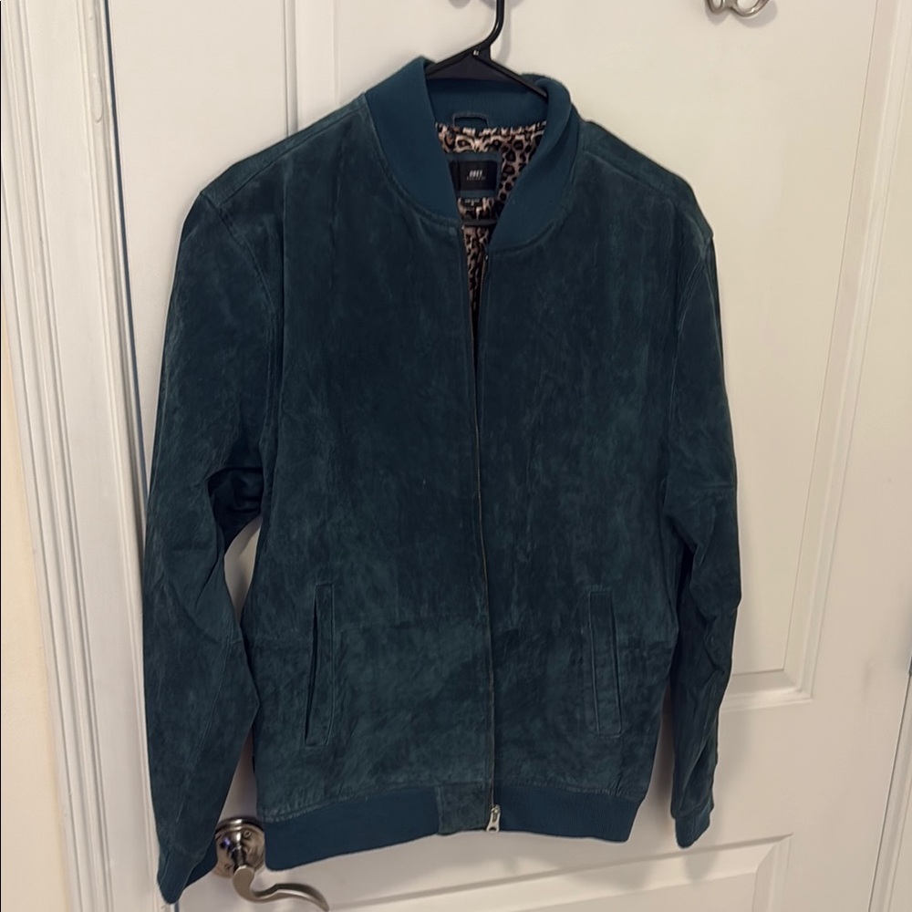 Obey Teal Bomber Jacket with Leopard Lining
